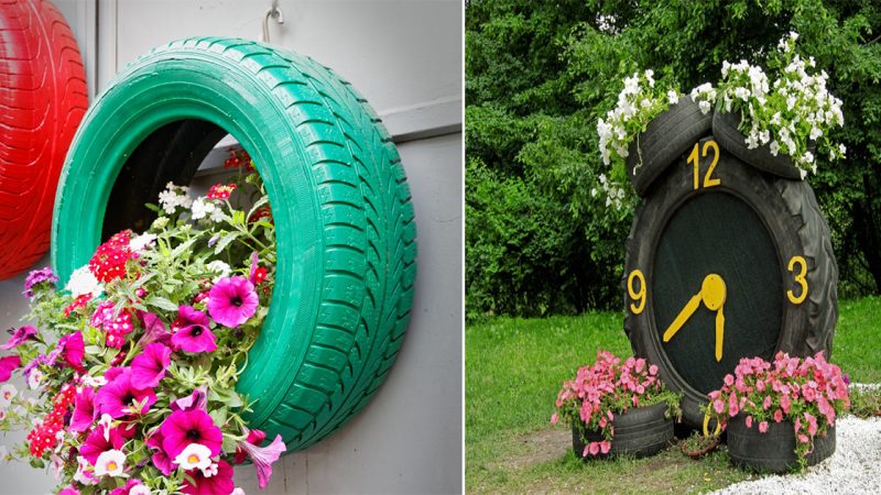 Recycling used tires to create vibrant flower pots for your home and garden